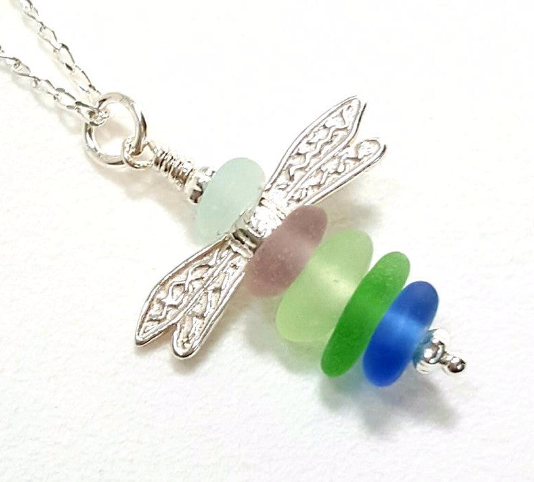 Sea Glass Dragonfly Necklace