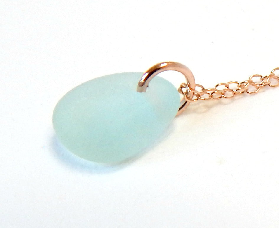Rose Gold Necklace with real sea glass.