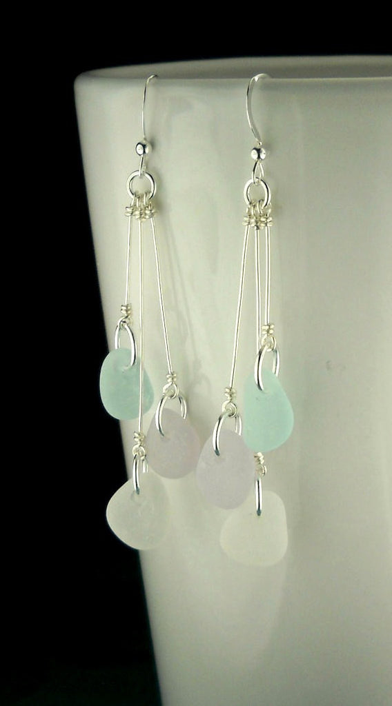 Dangle Earrings Beach Earrings GENUINE Sea Glass Jewelry