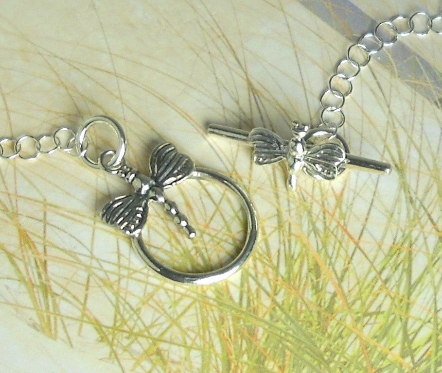 Statement Necklace Sterling Silver GENUINE Sea Glass Necklace Pearl Jewelry With Dragonfly Accent