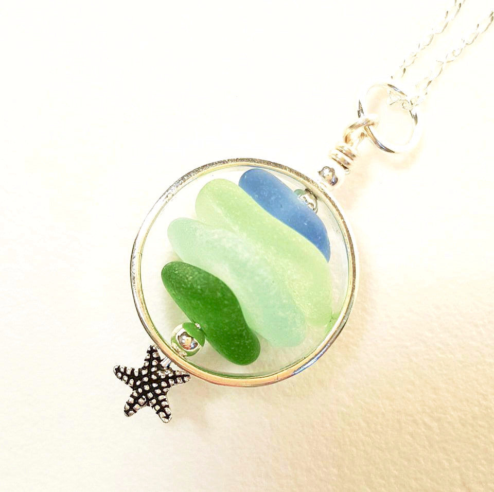 Sea Glass Necklace With Starfish