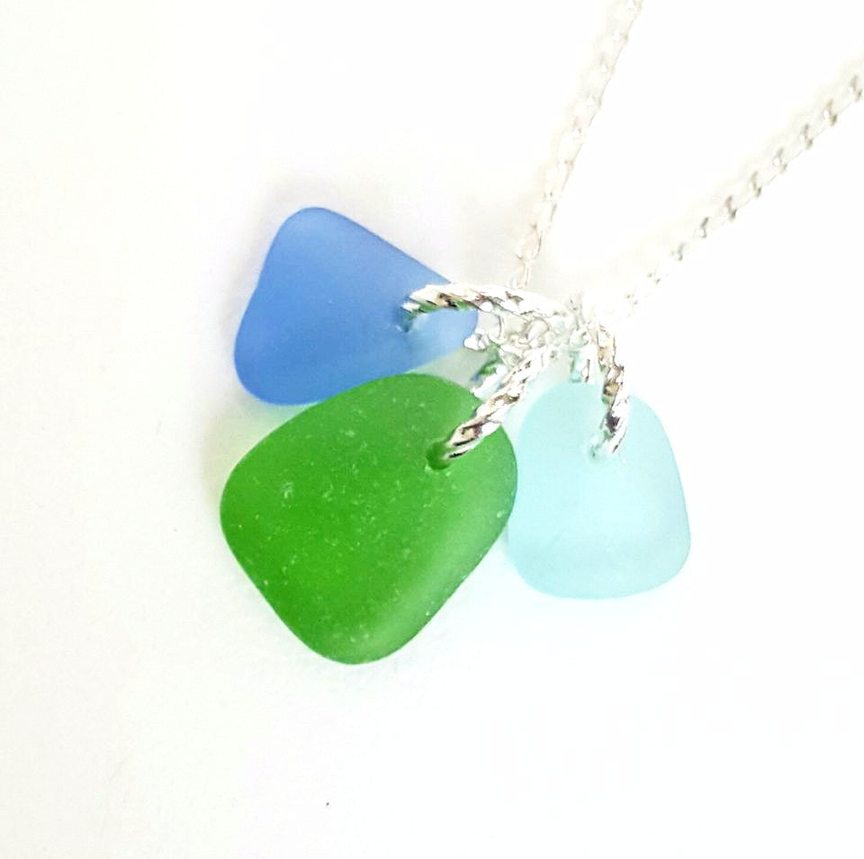 Trio sea glass necklace