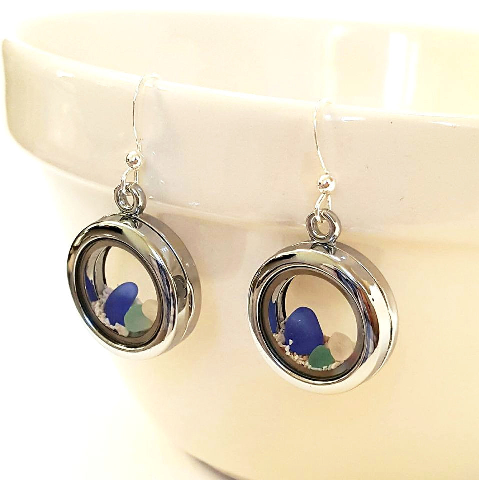 Sea glass and sand earrings