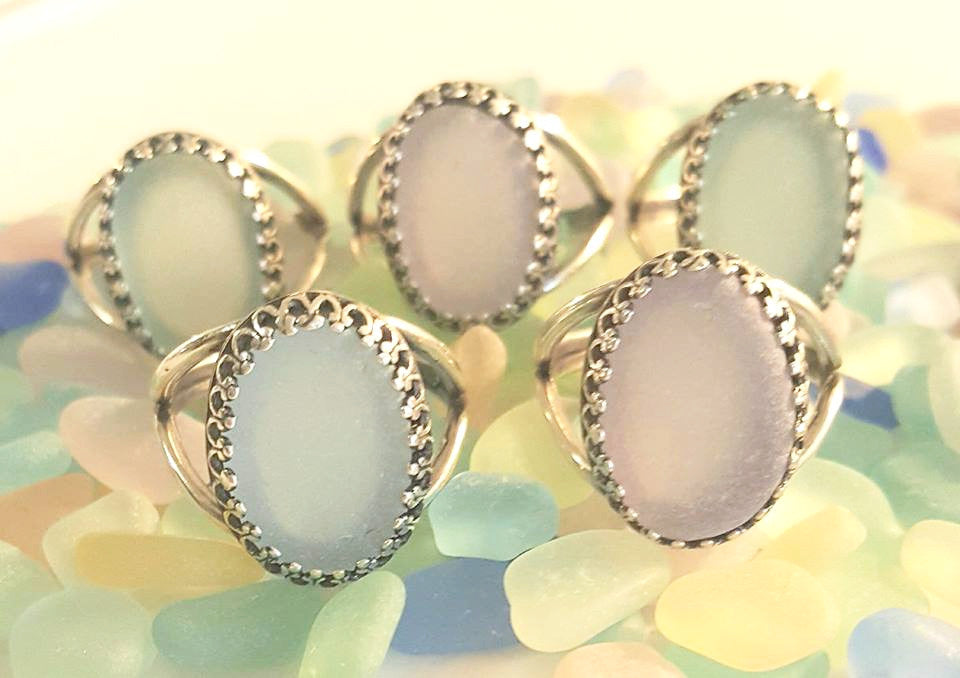 Sea Glass Ring In Choice Of Colors