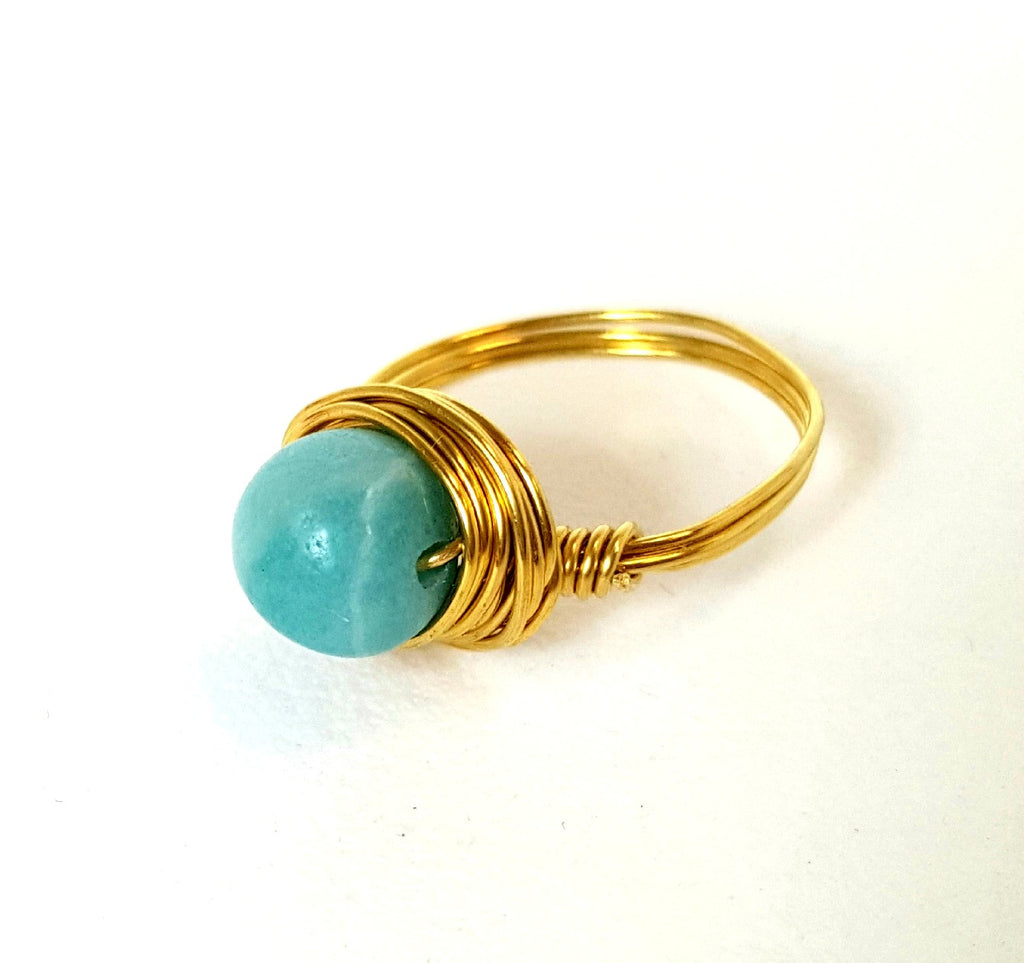 Artisan Wire-Wrapped Amazonite Ring