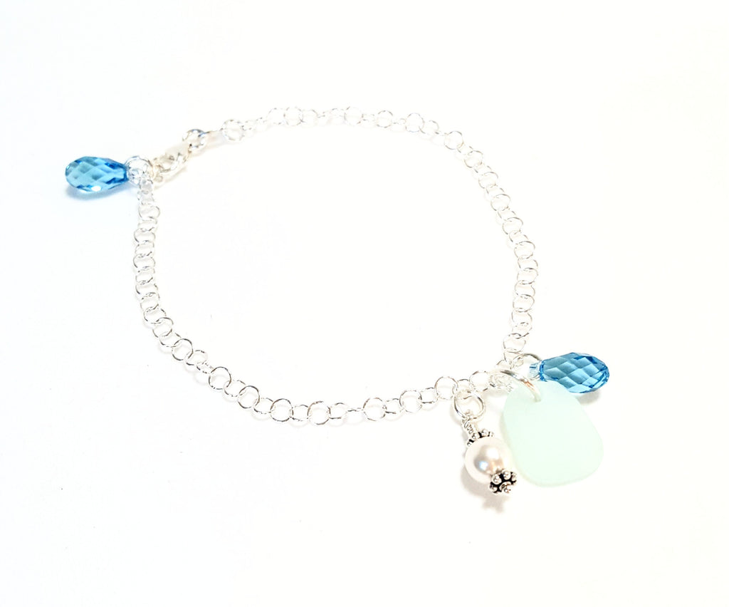 REAL Sea Glass Bracelet And Sterling Silver Choose Your Color