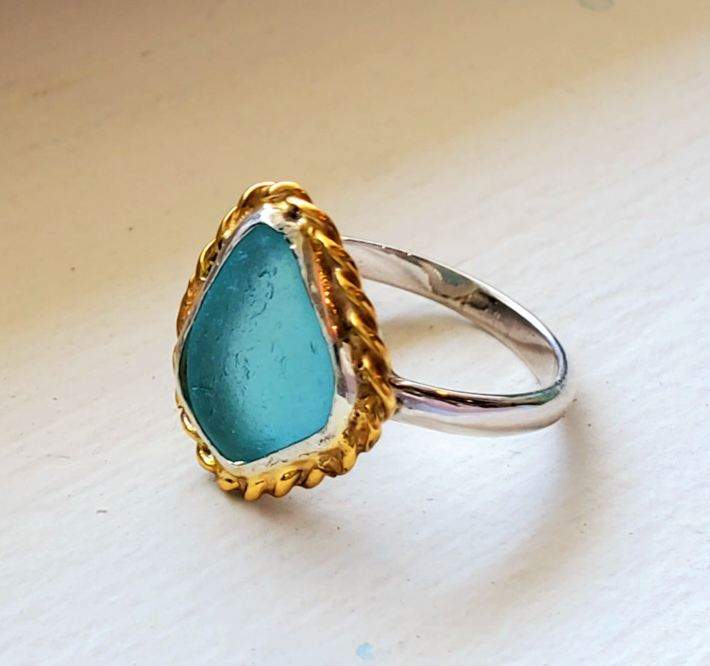 Unique Ring With Green Sea Glass & Wood | Jewelry by Johan - Jewelry by  Johan