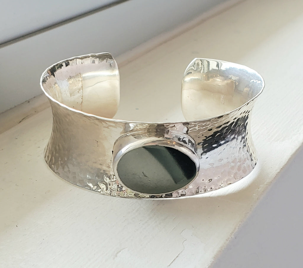 Unique Large Cuff English Sea Glass Bracelet