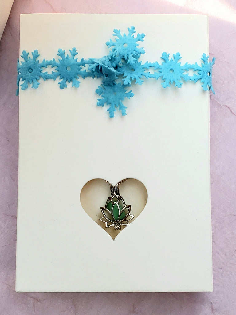 SALE Sea Glass Lotus Locket Necklace Gift