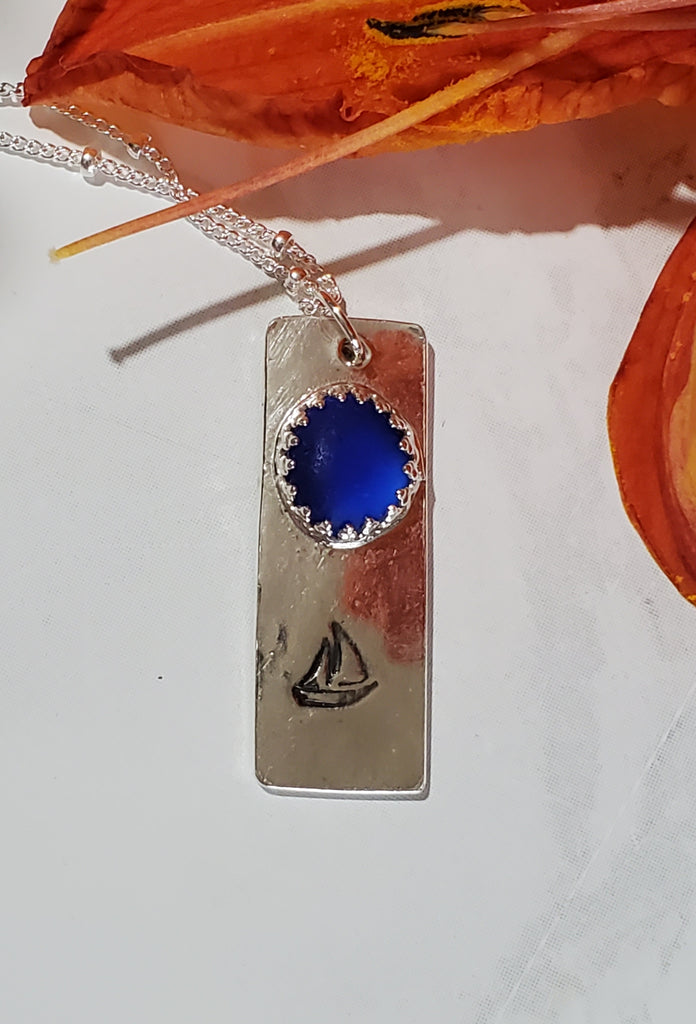 Artisan-made Sea Glass Sailboat Necklace