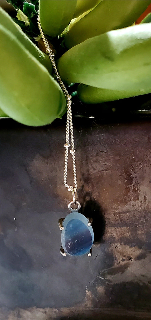 English Multi Sea Glass Pendant Necklace