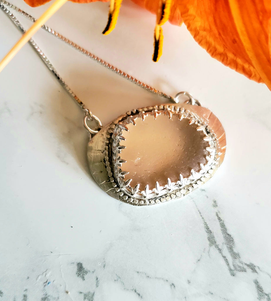 Rare Pink Sea Glass Necklace in Fine Silver