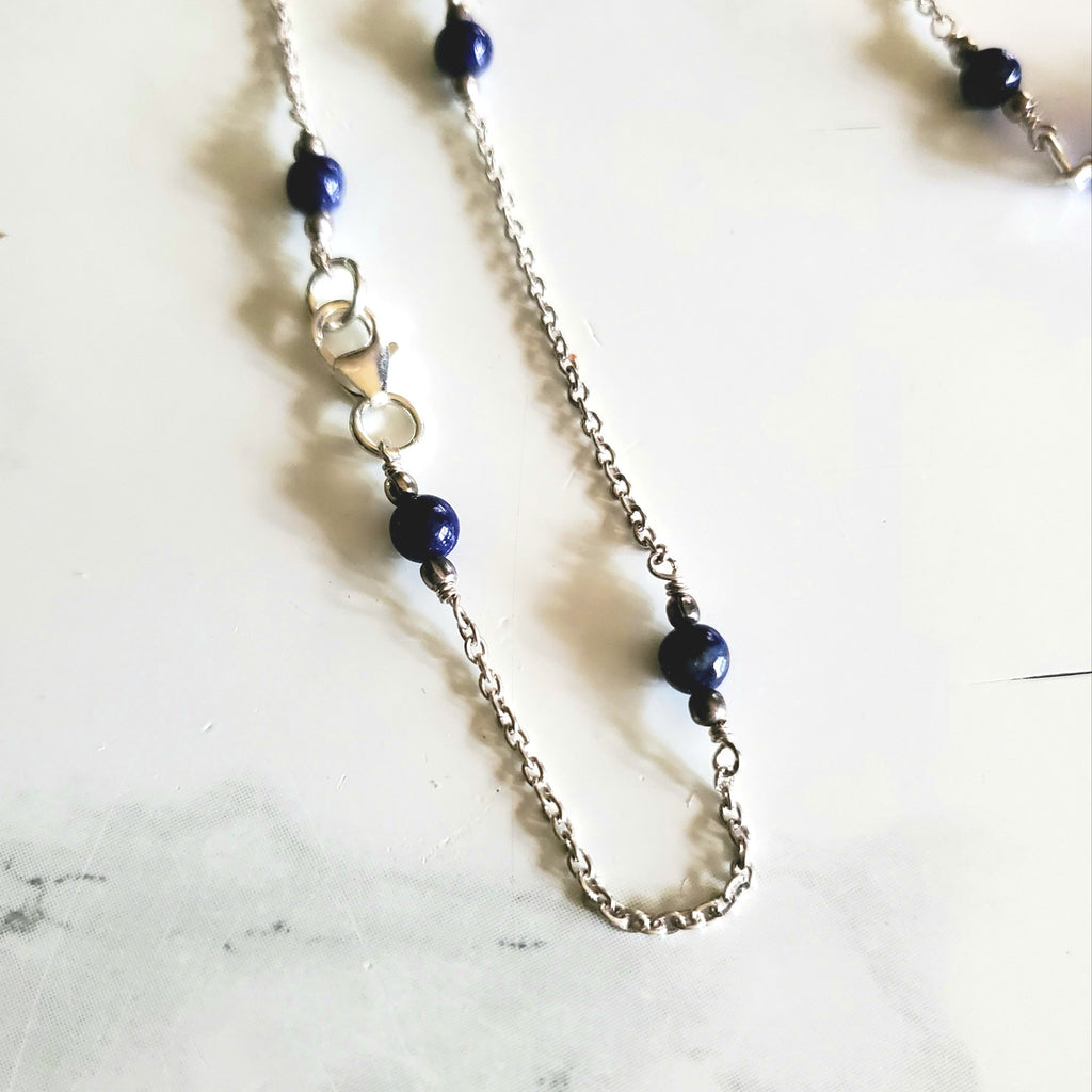 Lapis Necklace With Genuine Cobalt Blue Sea Glass