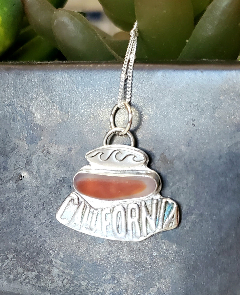 Davenport Orange Sea Glass California Necklace