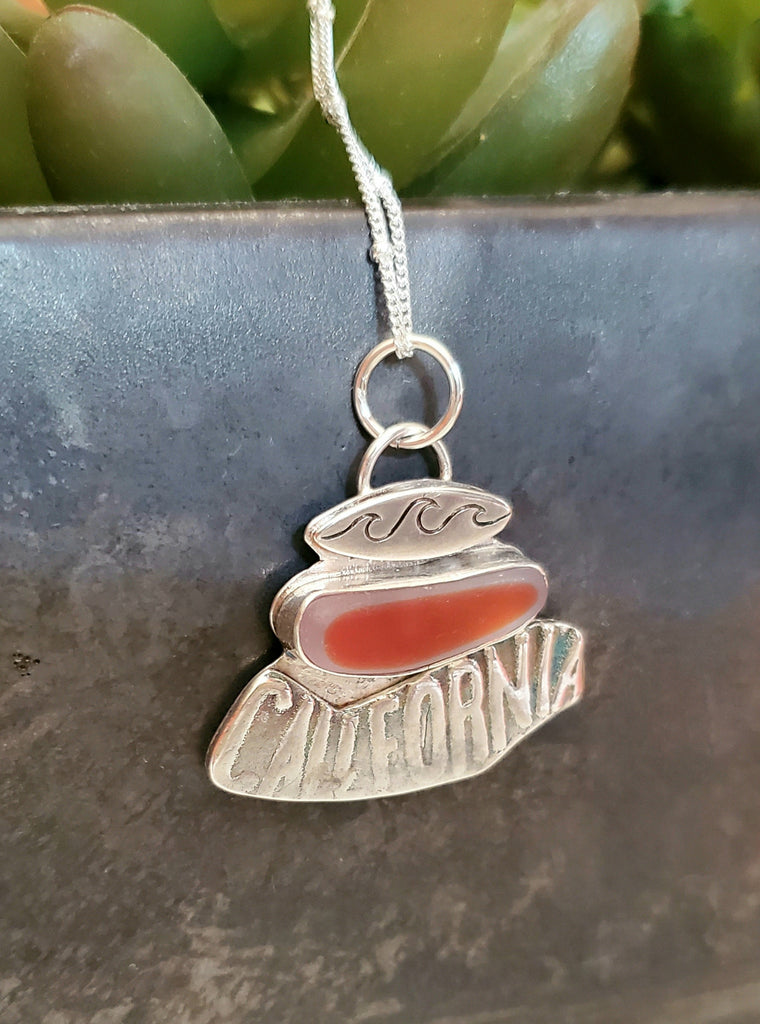 Davenport Orange Sea Glass California Necklace