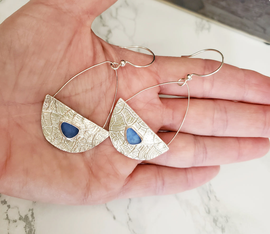 Genuine Sea Glass Earrings in Cobalt Blue