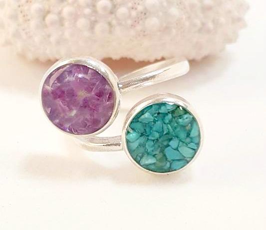 Amethyst  and Turquoise Ring Handmade in Sterling Silver