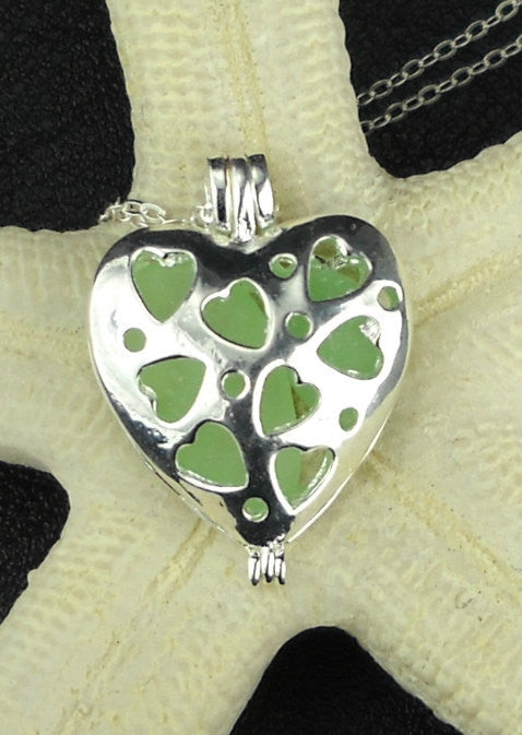 Heart Necklace Genuine Sea Foam Sea Glass Jewelery In Heart Locket