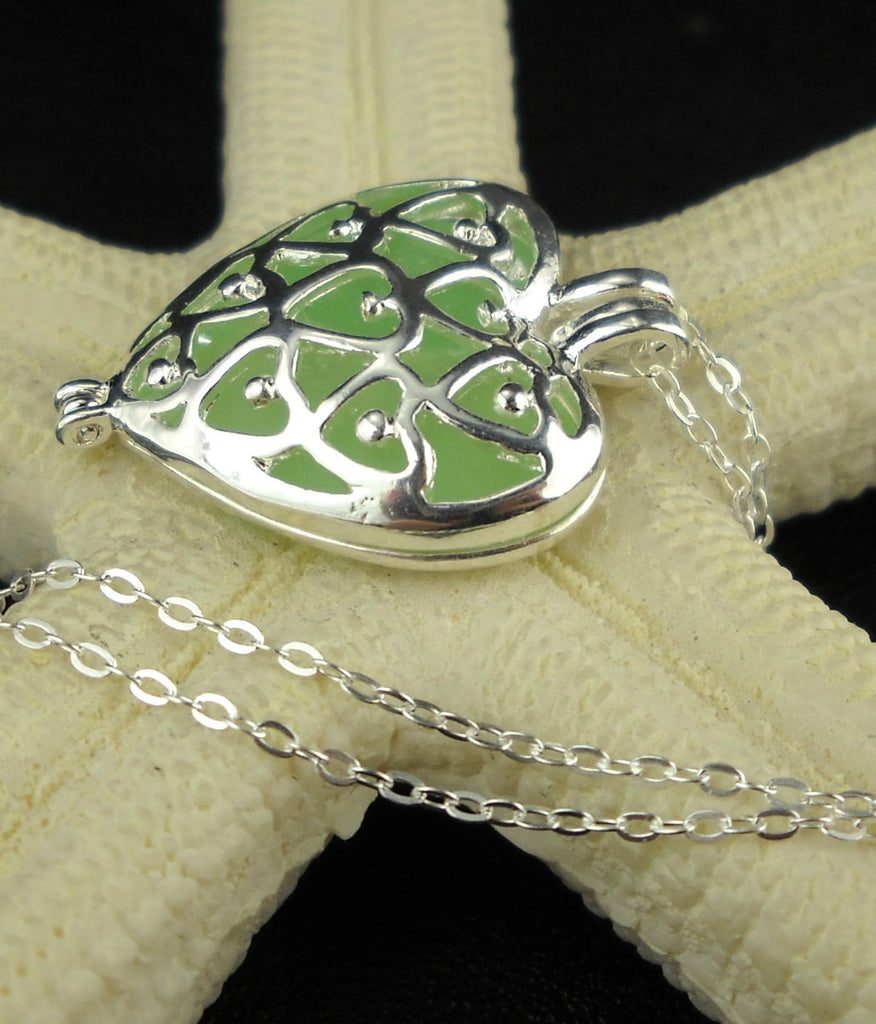 Heart Necklace Genuine Sea Foam Sea Glass Jewelery In Heart Locket