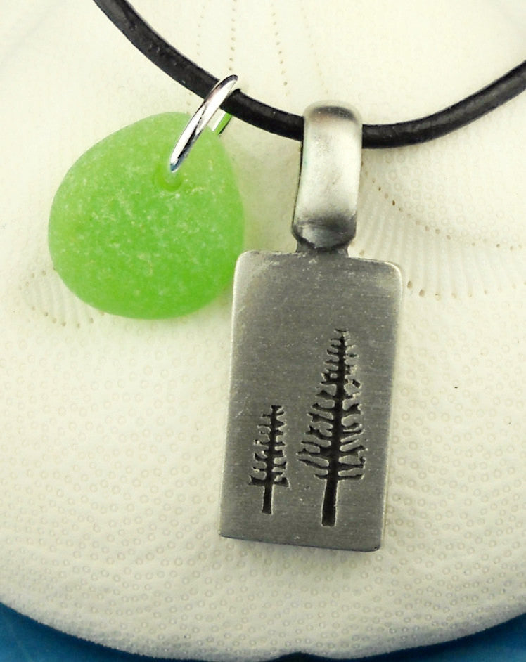 Tree Necklace Genuine Sea Glass Necklace Unisex And Men's Beach Jewelry
