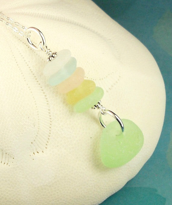 Beach Glass Necklace In Pastels