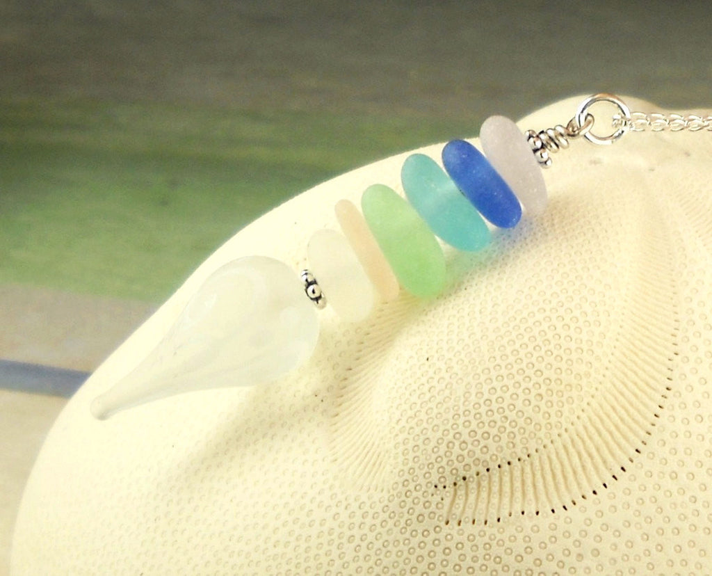 GENUINE Sea Glass Jewelry Winter Icicle Necklace