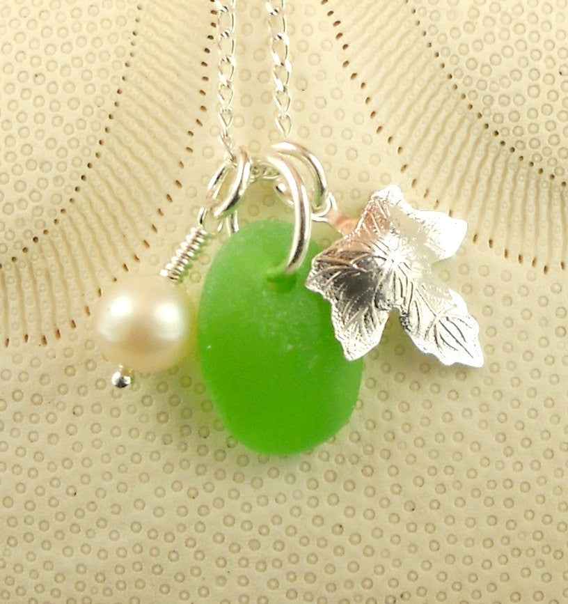 Garden Delight Genuine Sea Glass Pendant Necklace