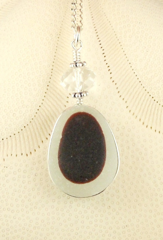 Eco Friendly GENUINE Deep Maroon English Sea Glass Necklace