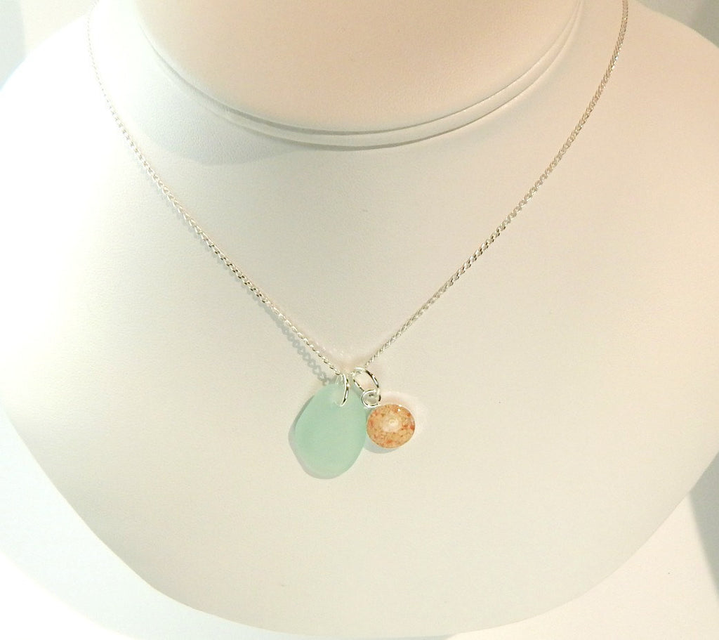 Ocean Necklace Handmade GENUINE Sea Glass Jewelry Bermuda Sand Pendant