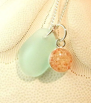 Ocean Necklace Handmade GENUINE Sea Glass Jewelry Bermuda Sand Pendant