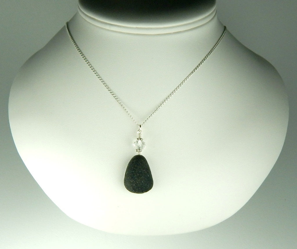 GENUINE Black Sea Glass Necklace