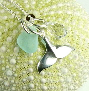 Whale Necklace with Sea Glass