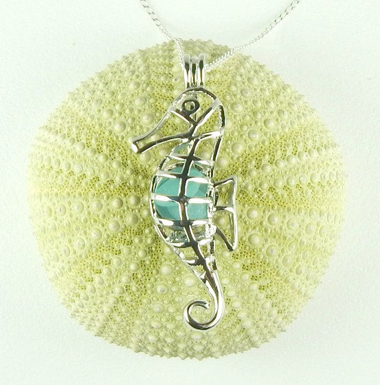 Seahorse Necklace Sea Glass Jewelry In Rare Turquoise Seaglass Jewelry Beach Necklace Gift For Her