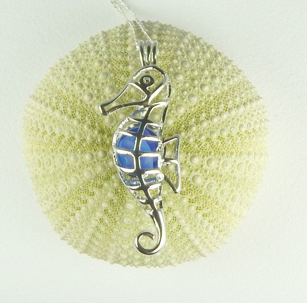 Seahorse Necklace Sea Glass Jewelry In Rare Cobalt Blue Seaglass